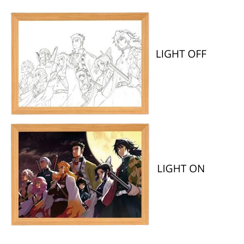 Demon Slayer Anime Light Box – LED Light Painting Photo Frame & Wall Art