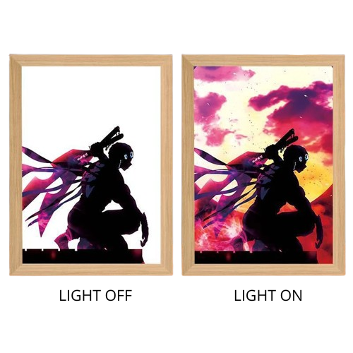 Demon Slayer Anime Light Box – LED Light Painting Photo Frame & Wall Art