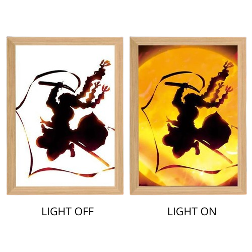 Demon Slayer Anime Light Box – LED Light Painting Photo Frame & Wall Art