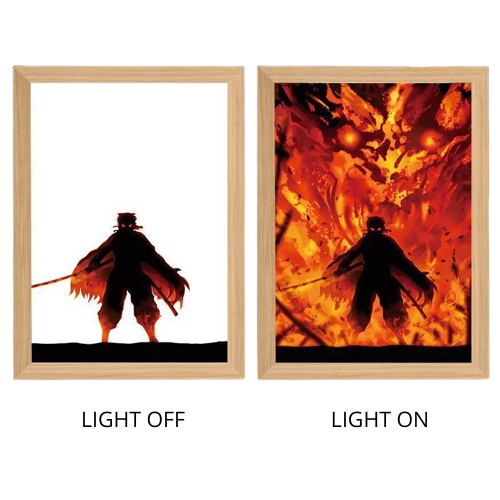 Demon Slayer Anime Light Box – LED Light Painting Photo Frame & Wall Art