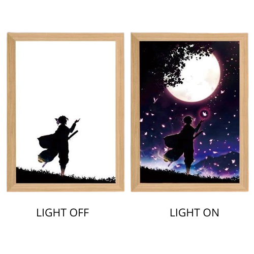Demon Slayer Anime Light Box – LED Light Painting Photo Frame & Wall Art