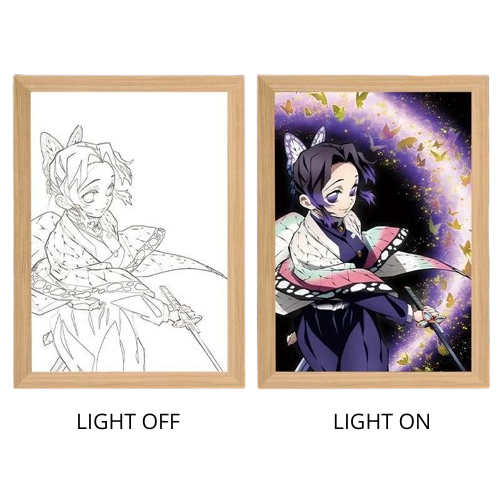 Demon Slayer Anime Light Box – LED Light Painting Photo Frame & Wall Art