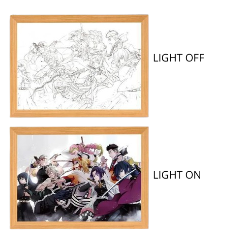 Demon Slayer Anime Light Box – LED Light Painting Photo Frame & Wall Art