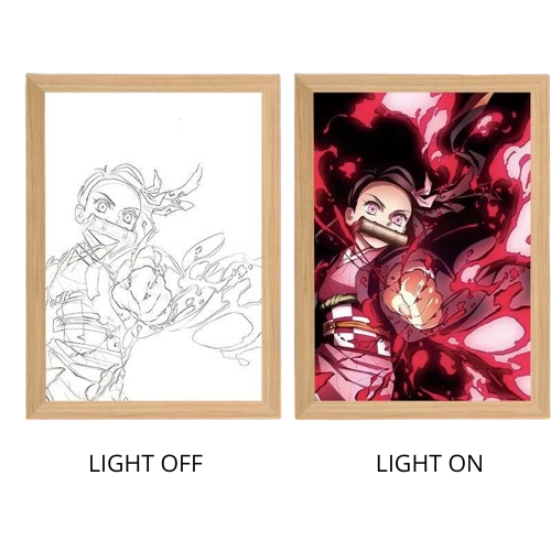 Demon Slayer Anime Light Box – LED Light Painting Photo Frame & Wall Art