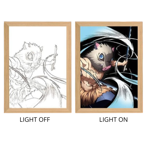 Demon Slayer Anime Light Box – LED Light Painting Photo Frame & Wall Art