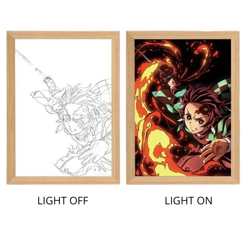 Demon Slayer Anime Light Box – LED Light Painting Photo Frame & Wall Art