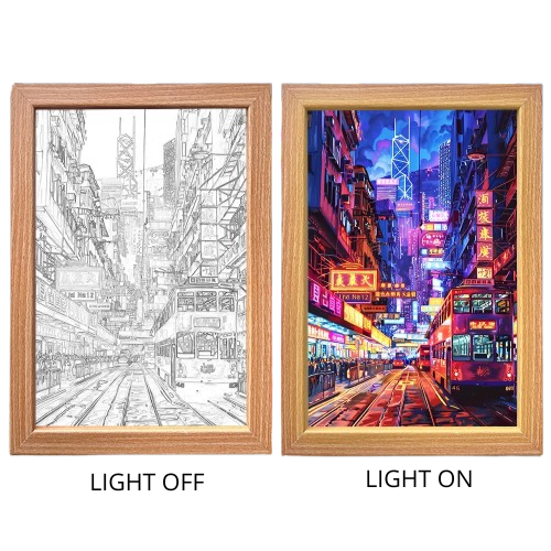 Beautiful city night scene Light Box – LED Light Painting Photo Frames & Wall Art
