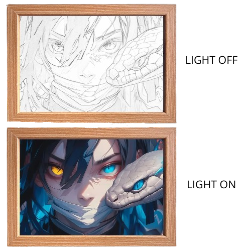 Demon Slayer Anime Light Box – LED Light Painting Photo Frame & Wall Art
