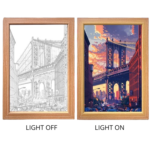 Beautiful city night scene Light Box – LED Light Painting Photo Frames & Wall Art