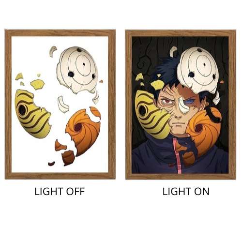 Naruto Action Figures Light Painting Photo Frame Sasuke Naruto Anime Light Box Room Decoration Anime Poster LED Drawing Lamp