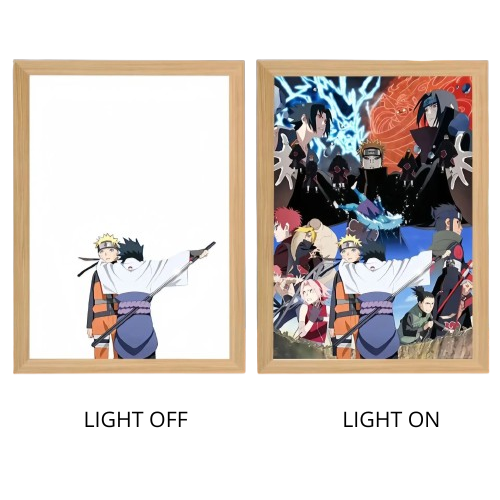 Naruto Action Figures Light Painting Photo Frame Sasuke Naruto Anime Light Box Room Decoration Anime Poster LED Drawing Lamp