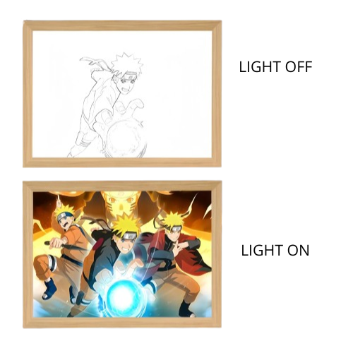 Naruto Action Figures Light Painting Photo Frame Sasuke Naruto Anime Light Box Room Decoration Anime Poster LED Drawing Lamp