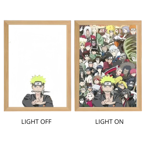 Naruto Action Figures Light Painting Photo Frame Sasuke Naruto Anime Light Box Room Decoration Anime Poster LED Drawing Lamp