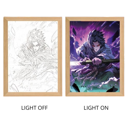 Naruto Action Figures Light Painting Photo Frame Sasuke Naruto Anime Light Box Room Decoration Anime Poster LED Drawing Lamp