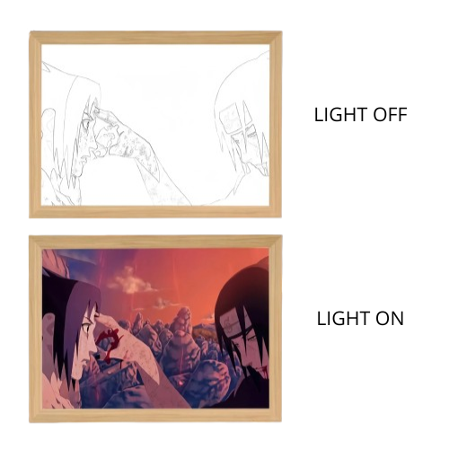 Naruto Action Figures Light Painting Photo Frame Sasuke Naruto Anime Light Box Room Decoration Anime Poster LED Drawing Lamp