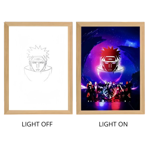Naruto Action Figures Light Painting Photo Frame Sasuke Naruto Anime Light Box Room Decoration Anime Poster LED Drawing Lamp