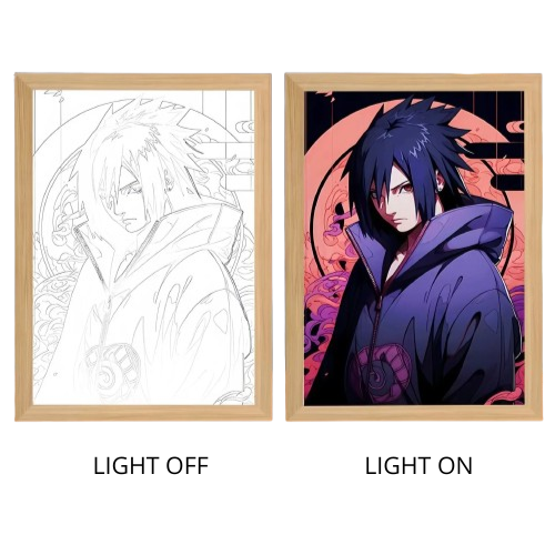 Naruto Action Figures Light Painting Photo Frame Sasuke Naruto Anime Light Box Room Decoration Anime Poster LED Drawing Lamp