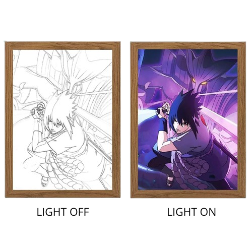 Naruto Action Figures Light Painting Photo Frame Sasuke Naruto Anime Light Box Room Decoration Anime Poster LED Drawing Lamp