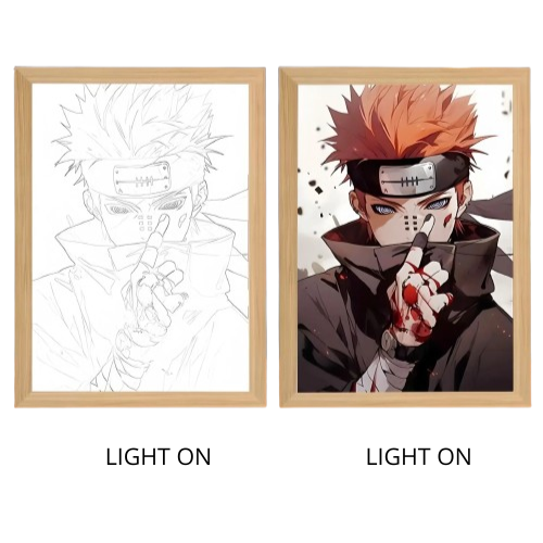 Naruto Action Figures Light Painting Photo Frame Sasuke Naruto Anime Light Box Room Decoration Anime Poster LED Drawing Lamp