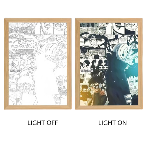 Naruto Action Figures Light Painting Photo Frame Sasuke Naruto Anime Light Box Room Decoration Anime Poster LED Drawing Lamp