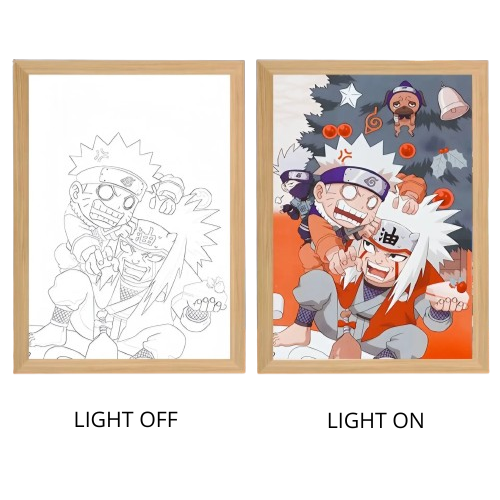 Naruto Action Figures Light Painting Photo Frame Sasuke Naruto Anime Light Box Room Decoration Anime Poster LED Drawing Lamp