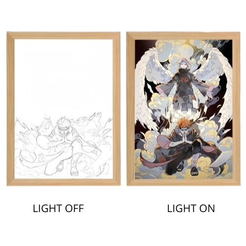 Naruto Action Figures Light Painting Photo Frame Sasuke Naruto Anime Light Box Room Decoration Anime Poster LED Drawing Lamp