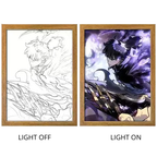 Solo Leveling Sung Jinwoo Anime Light Box – LED Light Painting Photo Frame Wall Art