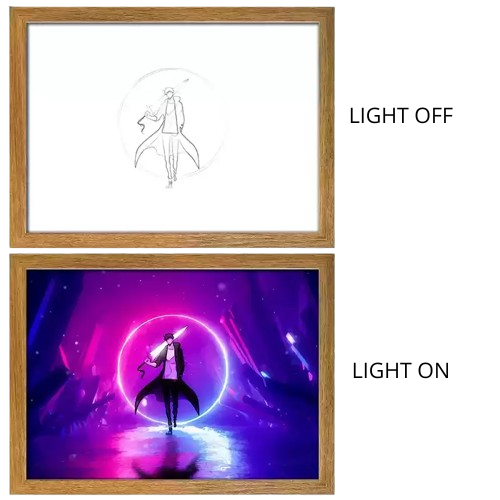 Solo Leveling Sung Jinwoo Anime Light Box – LED Light Painting Photo Frame Wall Art