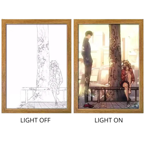 Solo Leveling Sung Jinwoo Anime Light Box – LED Light Painting Photo Frame Wall Art