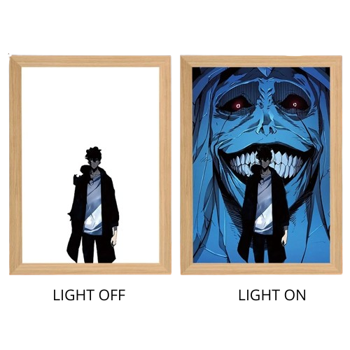 Solo Leveling Sung Jinwoo Anime Light Box – LED Light Painting Photo Frame Wall Art
