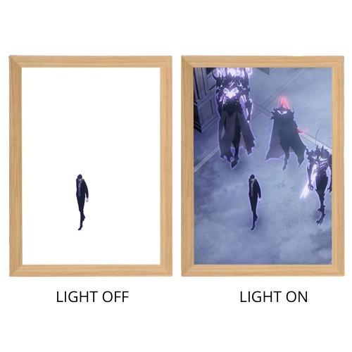 Solo Leveling Sung Jinwoo Anime Light Box – LED Light Painting Photo Frame Wall Art