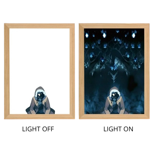 Solo Leveling Sung Jinwoo Anime Light Box – LED Light Painting Photo Frame Wall Art