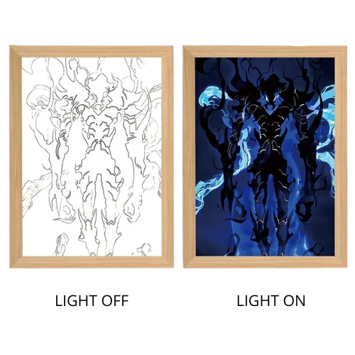 Solo Leveling Sung Jinwoo Anime Light Box – LED Light Painting Photo Frame Wall Art
