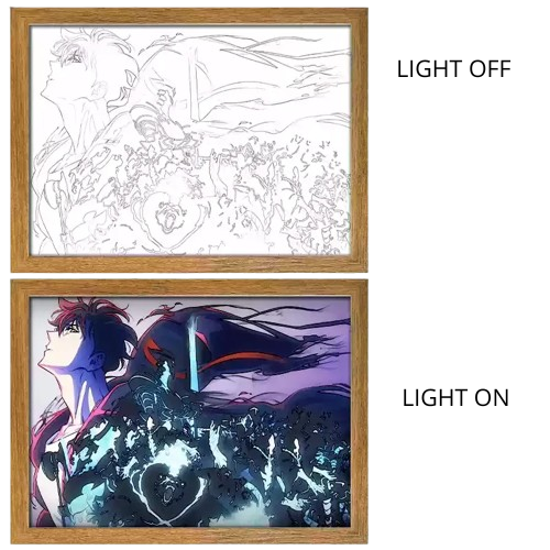 Solo Leveling Sung Jinwoo Anime Light Box – LED Light Painting Photo Frame Wall Art