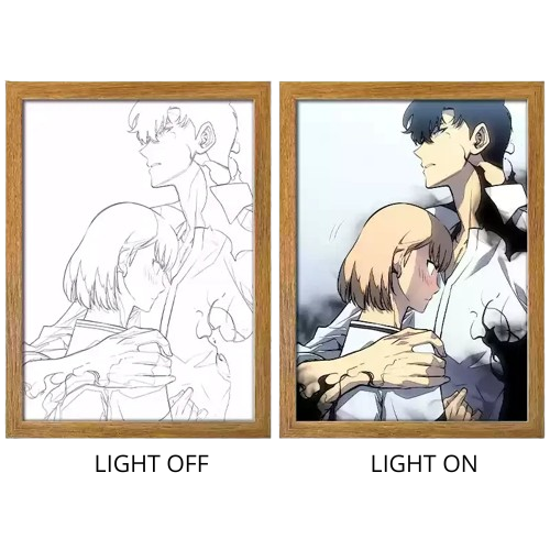 Solo Leveling Sung Jinwoo Anime Light Box – LED Light Painting Photo Frame Wall Art
