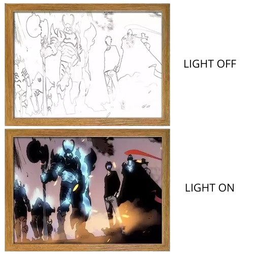 Solo Leveling Sung Jinwoo Anime Light Box – LED Light Painting Photo Frame Wall Art