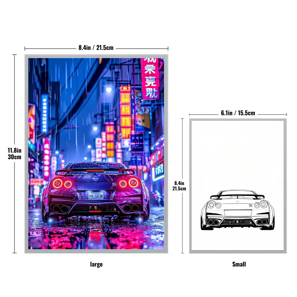 GTR Anime Racing Light Box  LED Light Painting Photo Frame & Wall Art