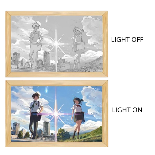 Your name Light Painting Anime Night Light Photo Frame Cartoon Led Lights Bedroom Home Decor Ramadan 2025 Friend Gift Moon Lamp 