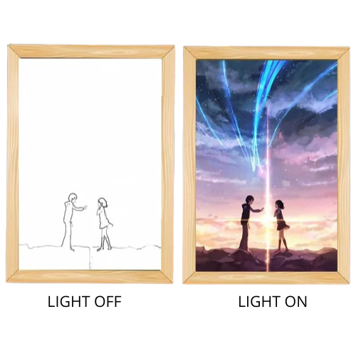Your name Light Painting Anime Night Light Photo Frame Cartoon Led Lights Bedroom Home Decor Ramadan 2025 Friend Gift Moon Lamp 