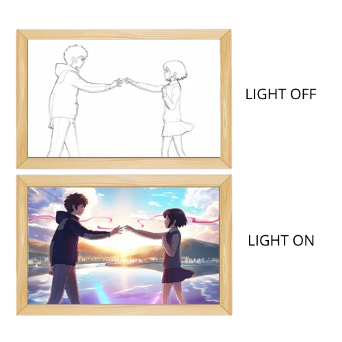 Your name Light Painting Anime Night Light Photo Frame Cartoon Led Lights Bedroom Home Decor Ramadan 2025 Friend Gift Moon Lamp 