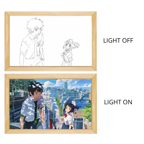 Your name Light Painting Anime Night Light Photo Frame Cartoon Led Lights Bedroom Home Decor Ramadan 2025 Friend Gift Moon Lamp 